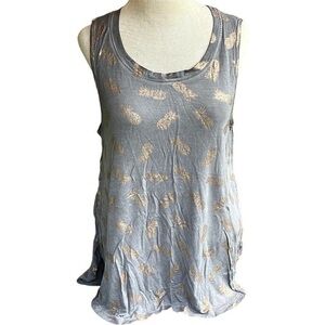 Cable & Gauge Sleeveless Pineapple Top, Gray & Gold, womens size small